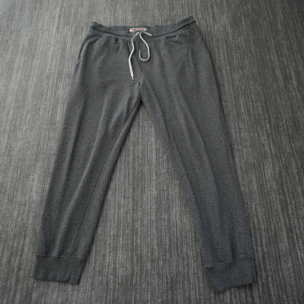 Arizona Jean Co Joggers Men Gray Solid Cotton Drawstring Pants Large 37x28